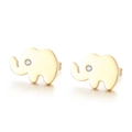 Orecchini a lobo elefante oro minimalisti con occhi in zircone bianco da unisex - Stile Oro Con Zirconia (KE71096-Z)