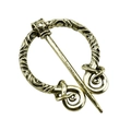 Antique bronze Viking cloak pin with Celtic knot spiral design and metallic finish - D-989 Antique Bronze