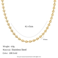 Dettaglio della collana in acciaio inossidabile placcato oro 18K con peso e misure - Collana a Catena Fatta a Mano con Fiori in Smalto Bianco - Oro