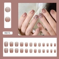 Nude pink gradient press-on nails with 3D butterfly art and shimmer accents - R815 Moonlight Butterfly [Glue Type]
