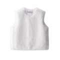 White faux fur vest for women with soft texture and minimalist aesthetic in a flat lay view - XS / White