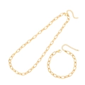 Set aus goldener Edelstahl-Halskette und Armband mit ovalen Gliedern und Karabinerverschluss - Gliederketten-Set