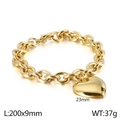 Golden chunky chain bracelet with 23mm heart pendant and lobster clasp detail - Gold Bracelet (KB138648-Z)
