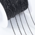 Polished black stainless steel O-chain roll for DIY jewelry making and necklaces - 1x1.5mm / Black