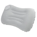Light gray inflatable travel neck pillow with soft flocked surface and manual pump - Crystal Velvet / Square Pillow / Light Gray