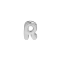 Polished silver bubble letter R pendant bead in 3D inflatable design for bracelets - Letter R Pendant / White Gold