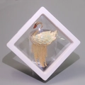 Golden swan brooch with white enamel, crystal pavé and tassel chain in a white gift box - XZ201-Tassel Swan-Boxed
