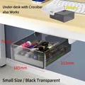 Small translucent black under-desk drawer storage box for pens and office supplies - Transparent Black / 32mm Riser / Small