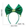 Green St. Patrick's Day headband with shamrock sequins and a bow, 23cm x 20cm size - Shamrock Diamond Bow