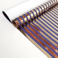 Navy blue and gold metallic striped gift wrapping paper roll with high-gloss foil finish - Blue Base Striped
