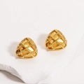 Pendientes de cúpula triangular chapados en oro 18K con patrón de cuerda vintage - Estilo 1 Dorado (Triángulo Trenzado Tridimensional)