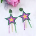 Colorful star-shaped acrylic drop earrings with vibrant glitter and hanging pendants - Star