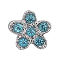 Silver flower charm with six sky blue crystals for DIY jewelry and necklaces - Light Blue Rhinestone Floral Shape Style (8)