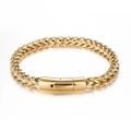 Pulsera de cadena de acero de titanio dorado pulido con cierre de resorte rectangular - 21cm / Oro Brillante