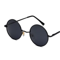 Occhiali da sole tondi vintage con montatura in metallo nero e lenti scure - Montatura Nera Lente Grigia C1