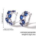 Silver hoop earrings with blue pear-cut crystals and white zircon stones in silver plating - KC Gold White + Royal Blue Zircon