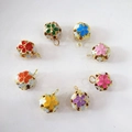 Colorful DIY hollow enamel flower bells with gold metal frame for phone charms and keychains - 14mm / Pink