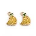 Mini banana-shaped enamel fruit pendant with gold metal finish for DIY jewelry crafting - Banana
