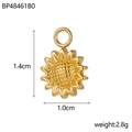Détail du pendentif tournesol doré avec mesures de 1,4 cm x 1,0 cm et son poids - BP48461B0-Tournesol