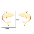 Minimalist golden shark stud earrings in stainless steel measuring 8mm x 8mm on white background - Gold
