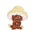 Creative mushroom girl enamel brooch pin with coffee and cream colors on gold plating - Brown Mushroom Elf