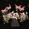 Rosa Blumenmädchen Haarreif mit Tüll-Schmetterlingen und Perlen für Hochzeitskleider - Rosa Schmetterling