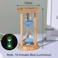 Luminous 10-minute hourglass with blue sand and natural wooden frame timer - Glow in the Dark / Blue / 10 Minutes