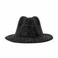Eleganter schwarzer Fedora Hut mit funkelnden Strasssteinen für Partys und Shows - 58cm Einheitsgröße / Schwarz