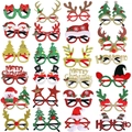24-piece Christmas glasses set featuring glittery Santa, elk, and tree decorations - 24PCS Glasses Set B