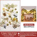 Christmas garland decoration kit with 61 pieces of gold ornaments and festive bows - Accessory Pack (Rattan Not Included) / Gold White