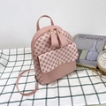 Mini zaino rosa in pelle PU da donna con motivi floreali a rilievo e cerniera dorata chic - Rosa
