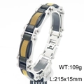 Men's tri-color industrial stainless steel mesh bracelet in silver, black and gold finish - Two-tone Black and Gold