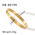 Vue détaillée du bracelet en acier inoxydable doré avec strass et dimensions précises - Acier inoxydable / Style Strass à Rayures Diagonales (NB-B6199) / Doré