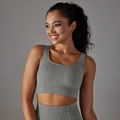 Atmungsaktives nahtloses Set aus Sport-BH und Leggings in Graumeliert für Fitness und Yoga - S / Grau