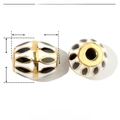 Technical drawing of a 13mm gold leaf enamel bead in stainless steel with dimensions - Black White Leaf Oval Bead (YE271)