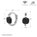 Guía de medidas de pendientes en plata S925 con piedras de circón negro cuadrado - Plata-Negro