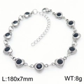 Pulsera corazón de acero inoxidable plateado con circonitas negras y longitud 180mm - Estilo Diamantes de Imitación Negro / Plateado (KB183045-TJG)
