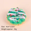 Mint green realistic artificial donut keychain pendant with colorful sprinkles decoration - Gold Bead Chain / Green Donut