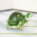 Green crystal resin turtle figurine with gold foil accents for home decor - Green Glass + Gold Foil