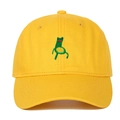 Detail of creative cartoon frog embroidery on yellow cotton baseball cap with twill texture - Adjustable / Yellow