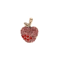 18K gold-plated apple pendant with pink and red zircon crystals on a white background - Gold / Apple Pendant 25.2*17.8mm