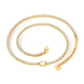 Collar de acero de titanio dorado con pavé de circonitas y una gema rectangular - Dorado