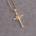 Collana con croce placcata oro 18K con zirconi colorati e figura di Gesù su catena - Croce di Gesù con Gemme Colorate (4#)