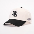Retro two-tone baseball cap with SD embroidery and World Series Champions patch detail - Cream/Black / Adjustable