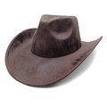 Dettaglio cappello cowboy marrone scuro con texture vintage invecchiata e tesa larga - M(56-58cm) / caffè