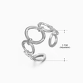 Silver adjustable stainless steel ring featuring interlocking star and moon chain design - Steel Color (073 Style) / 1.7cm (Adjustable)
