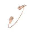 Elegant rose gold butterfly open bangle with white rhinestones on a matte metal base - Wing Rhinestone / Rose Gold