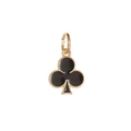 Detail of a black clover charm with gold plating for DIY jewelry and necklaces - Black Gold Clover