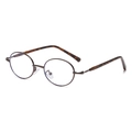 Lunettes de soleil rondes vintage en métal bronze foncé avec des branches en écaille chic - C5 / Monture Thé Anti-lumière Bleue