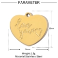 Detail view of 14mm heart pendant in gold stainless steel with Love You engraving - Heart Love You (VG943)